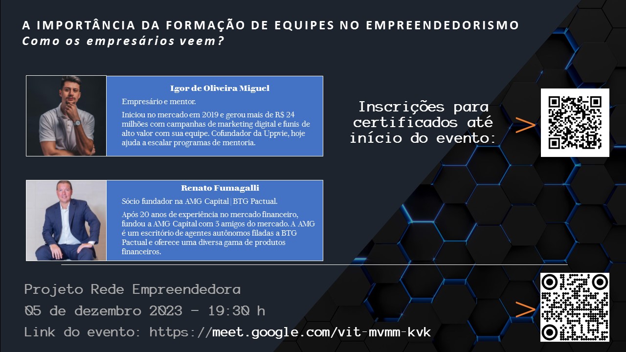 Material de divulgação Palestra Formação de Equipes