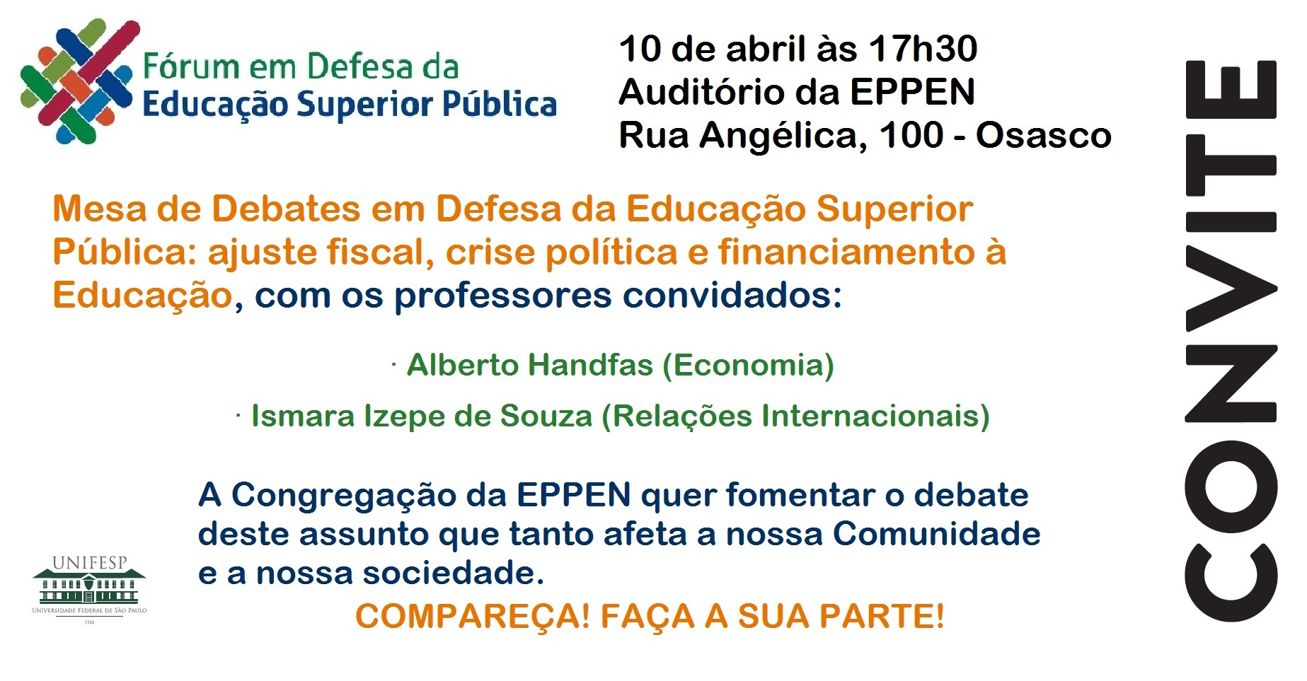 cartaz debate forum defesa educacao unifesp