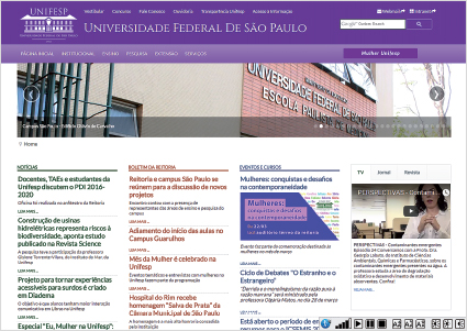 foto da interface do site da Unifesp