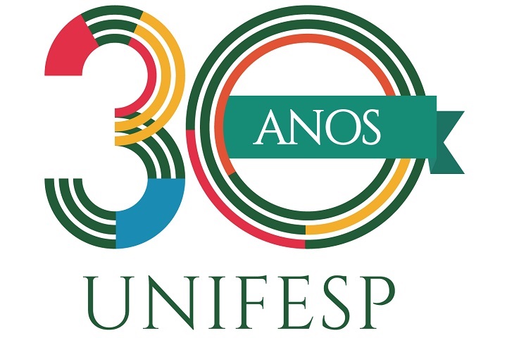 O logotipo traz as cores dos campi da Unifesp e se baseia nas regras das 3 linhas (ensino, pesquisa e extensão), e foi criado com uma apresentação festiva, usando uma faixa em referência ao aniversário de 30 anos e blocos de cor dentro dos números para representar a construção da universidade e de seu espaço na ciência dos dias de hoje