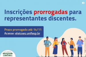 Eleições discentes 2023: inscrições prorrogadas para candidatos(as) aos Conselhos Centrais e Órgãos Colegiados da Unifesp