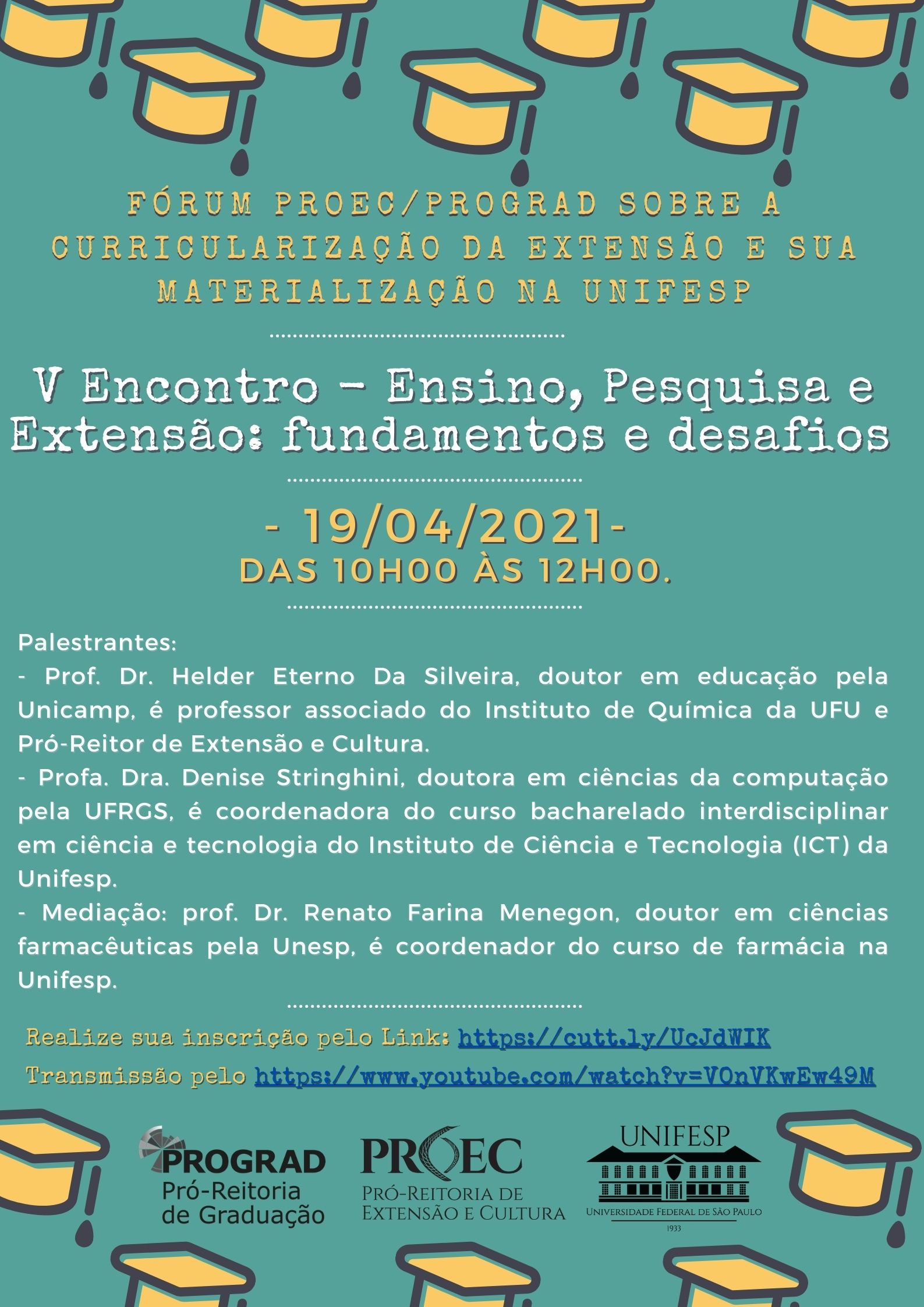 Cartaz V Encontro Ensino Pesquisa e Extensão fundamentos e desafios Forum ProGrad e ProEc