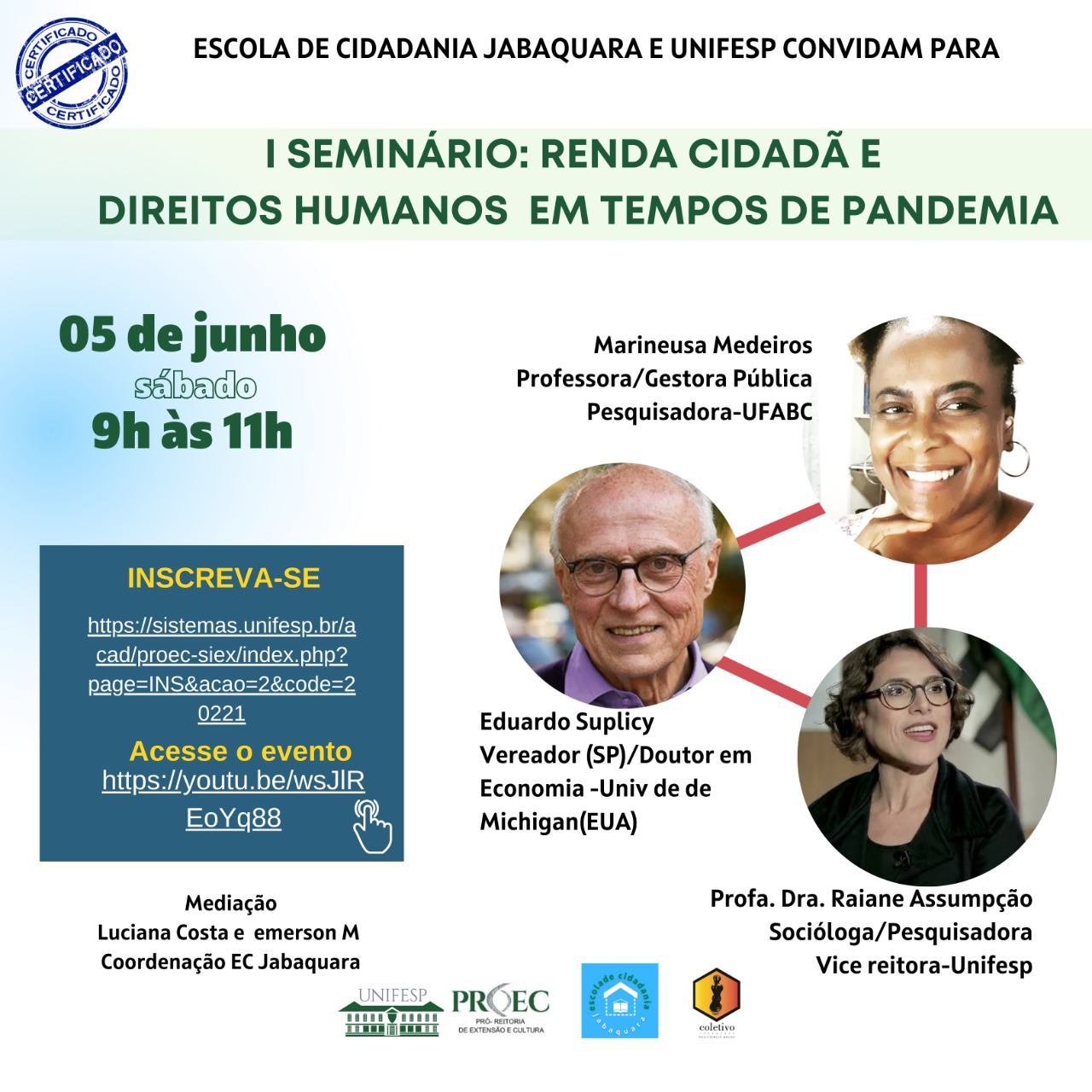 I Seminário da Escola de Cidadania Jabaquara e Universidade Federal de São Paulo Unifesp Vila Mariana