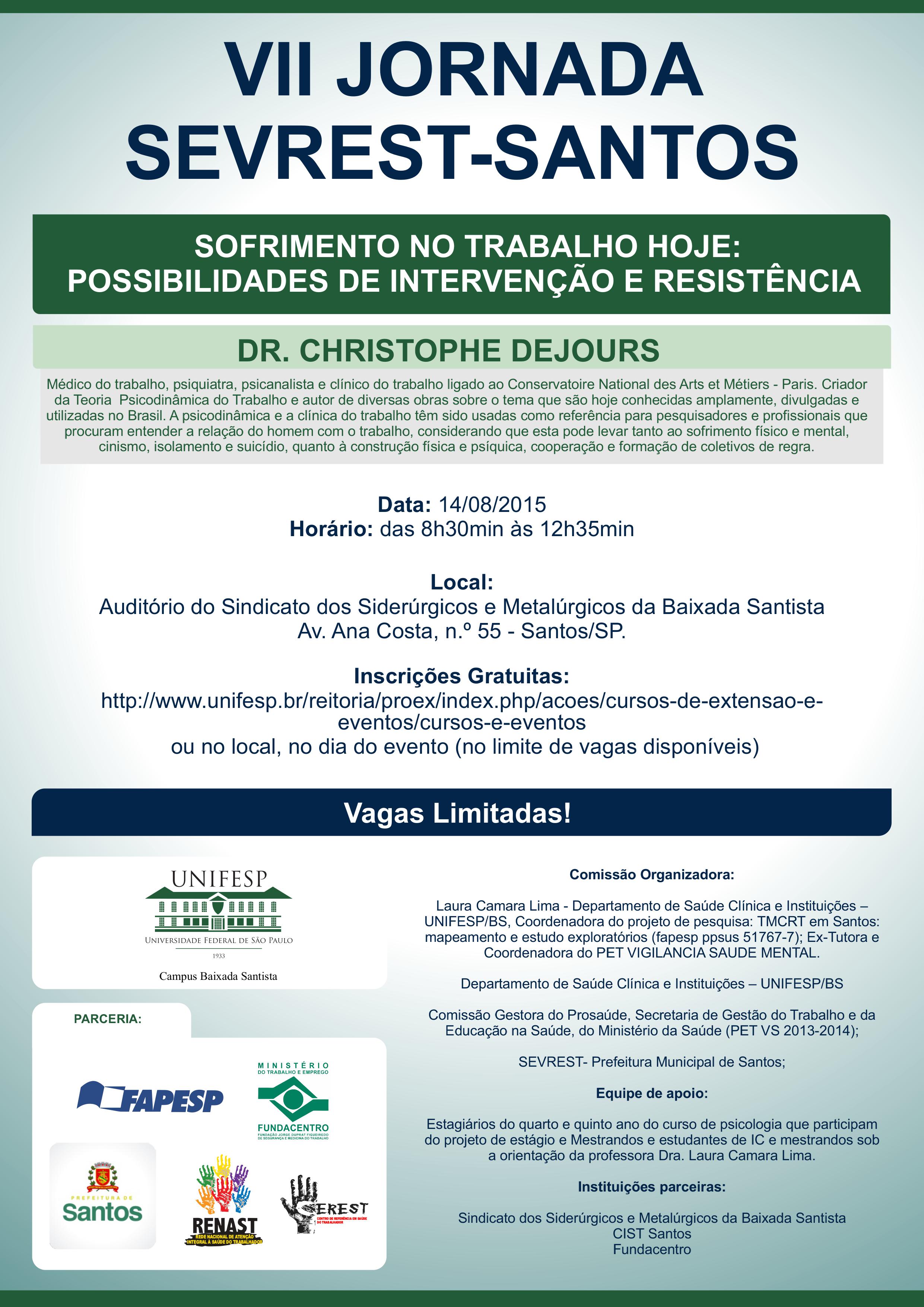 VII Jornada SEVREST-Santos: Programação