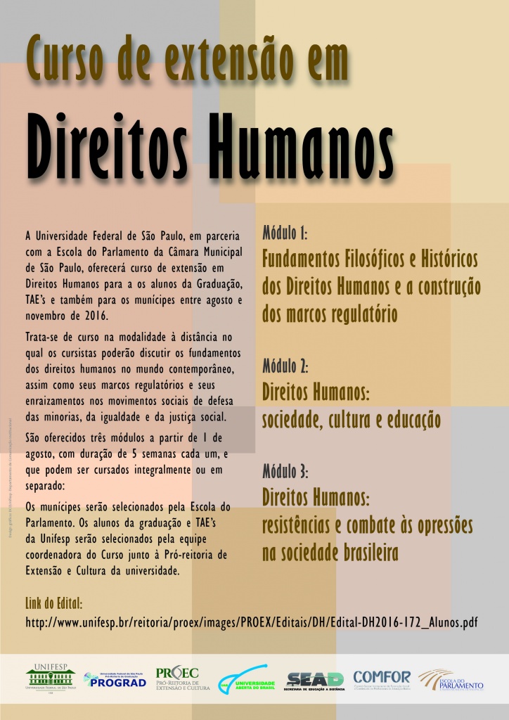 Imagem do cartaz do curso de Direitos Humanos